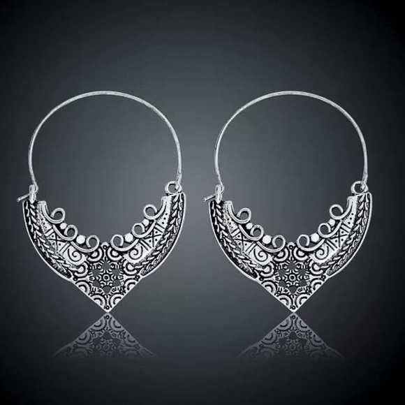 2/$20!  Silver Boho Filagree Ear Wire Earrings - Picture 5 of 8